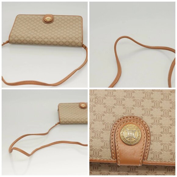 CELINE Macadam Canvas Shoulder Bag PVC Beige Gold Auth sw761 - Picture 16 of 16